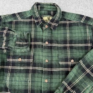 Field & Stream 1871 Green Plaid Flannel Long Sleeve Button Shirt LT‎ Lumberjack